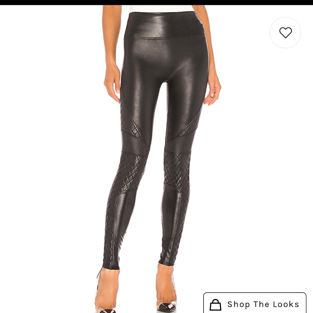 Spank quilted Faux leather leggings size medium